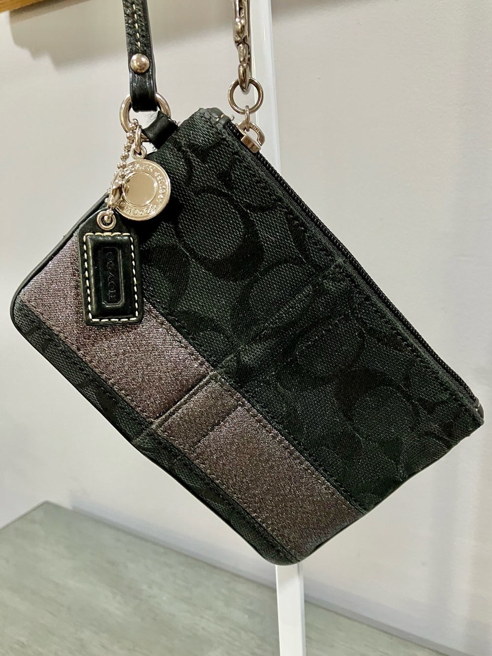 Coach Black Wristlet with legacy lining